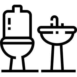 Ikon viser toilet og håndvask